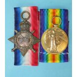 A WWI Royal Canadian Navy pair awarded to Ch P O C Wood; 1914-15 Star (C Wood Ch P O HMCS Rainbow)