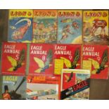 Lion - Annuals 1954-56, 1958, The Eagle Annuals 5, 8, 9 (2) and 12 and two books on The Eagle