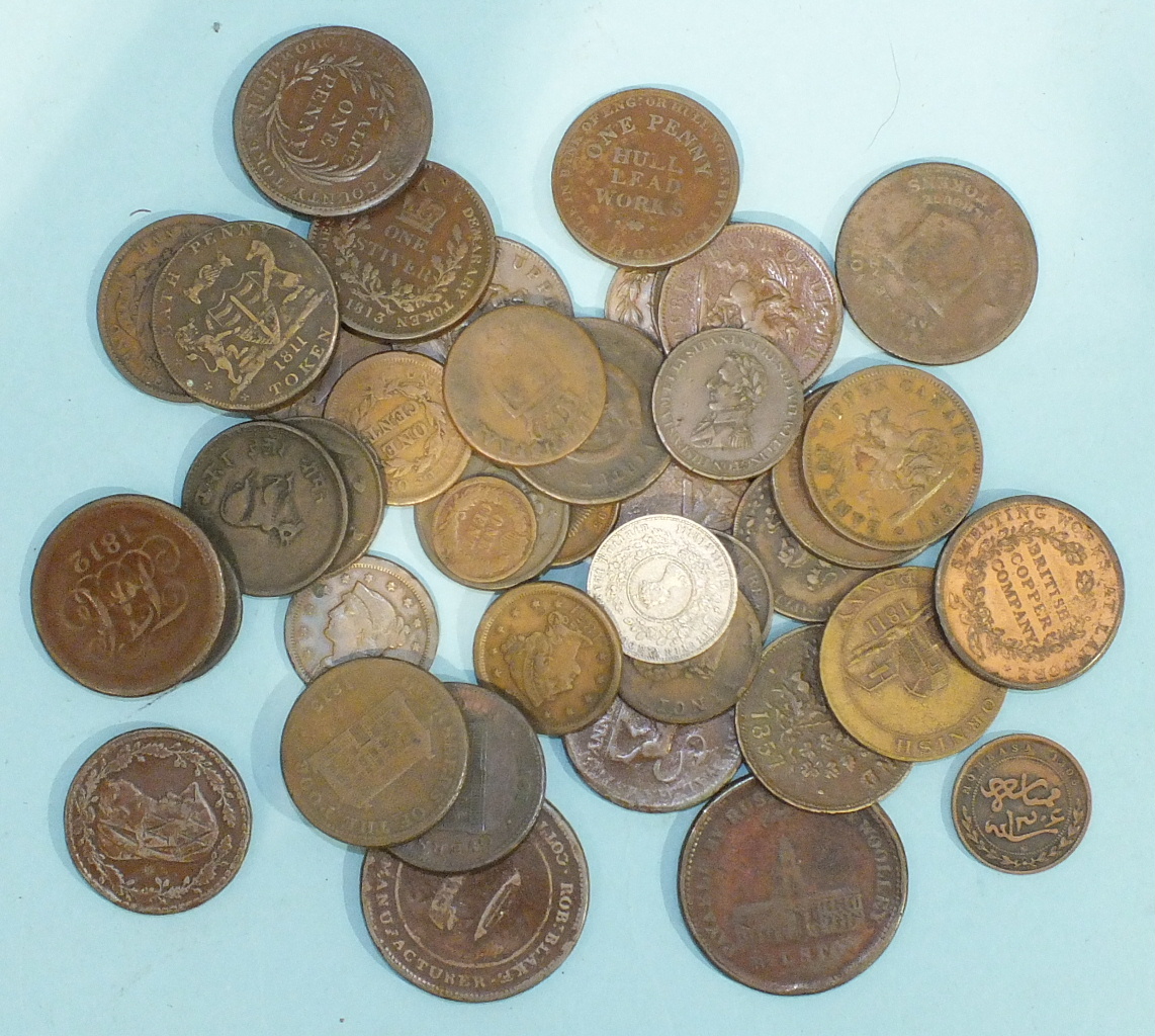 A collection of approximately twenty-five mainly 19th century one penny tokens, a small quantity - Image 2 of 2