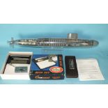 A plastic model of a Polaris submarine with hinged transparent side (a/f), 62cm long, a Vickers '