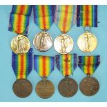 Four Victory medals: 36290 Pte F A Snow, Worc R; PLY 18607 Bugr W C Werry RMLI; 280394 N Yabsley S P