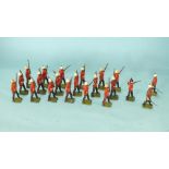 Britains, Set 36, Royal Sussex Regiment, 19 soldiers with rifles at the slope, two walking officers,