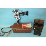 A Bolex Paillard P1 Zoom Reflex 8mm ciné camera with hand grip, manual and case and two box cameras,