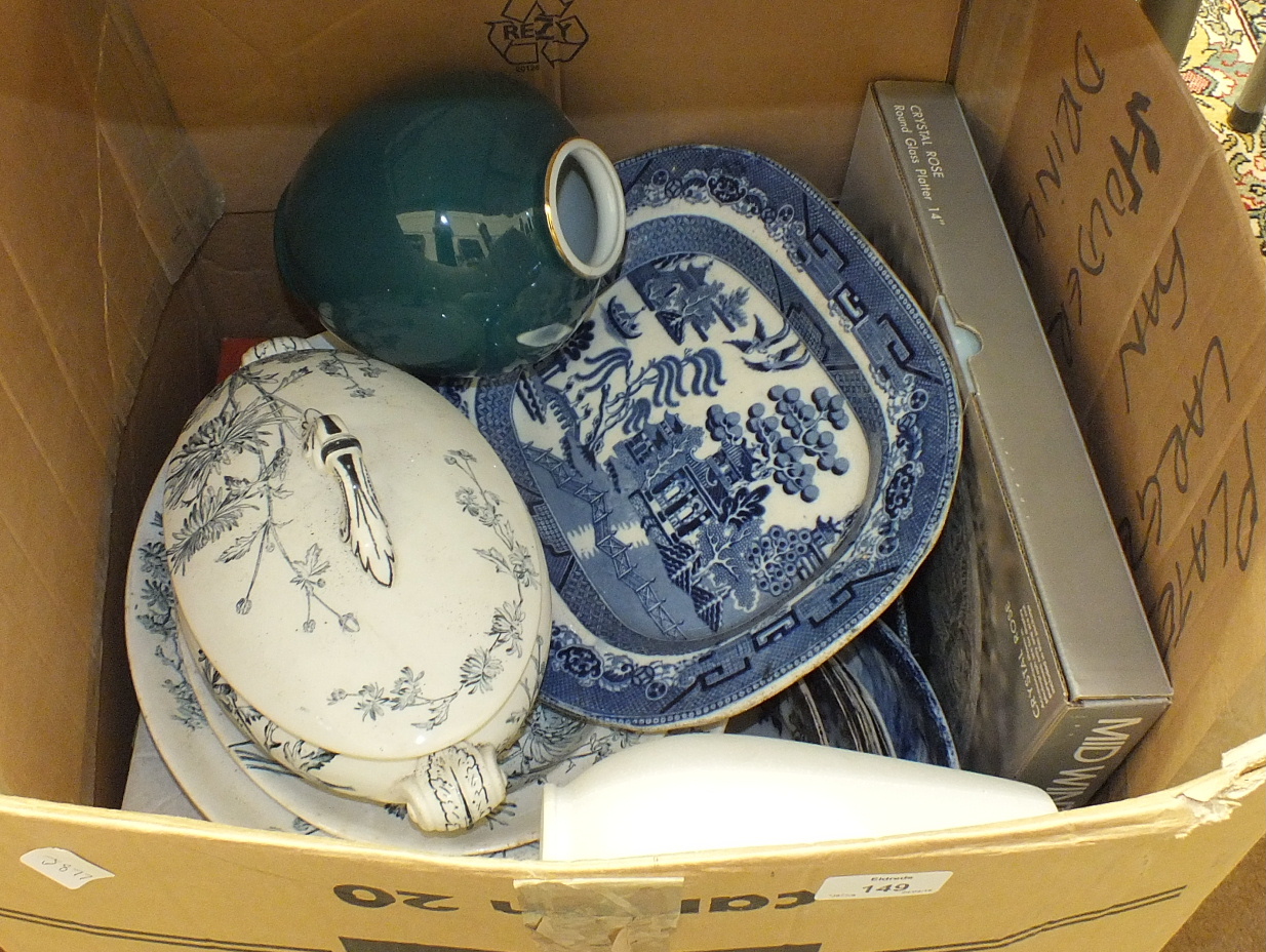 Thirty pieces of Cetem Ware 'Duchess' decorated blue and white dinnerware, a stoneware flagon - Image 2 of 2