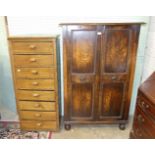 A 20th century oak open bookcase, 67cm wide, 108cm high, a glazed bookcase and other oak furniture.