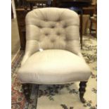 A pair of Georgian dining chairs, a rush-seated rustic chair, a button-back nursing chair and