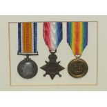 A WWI trio awarded to 304666 J Hadwin Sto 1 RN, 1914-15 Star, British War and Victory medals, marked