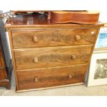 A Victorian mahogany chest of three drawers, 97cm wide.