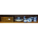 Nine pieces of Wedgwood blue and white jasperware, an Imari plate and a rosewood work box, (a/f).