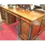 A Victorian mahogany pedestal sideboard together with four Victorian dining chairs and an oval