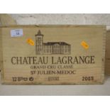 Chateau Lagrange 2009, St Julien 3ème Cru, OWC, 12 bottles.