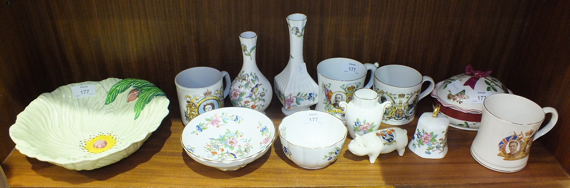 A Carltonware salad bowl, five pieces of Aynsley 'Pembroke' decorated ceramics and other chinaware.