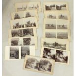 A collection of approximately 50 stereoscope slides.