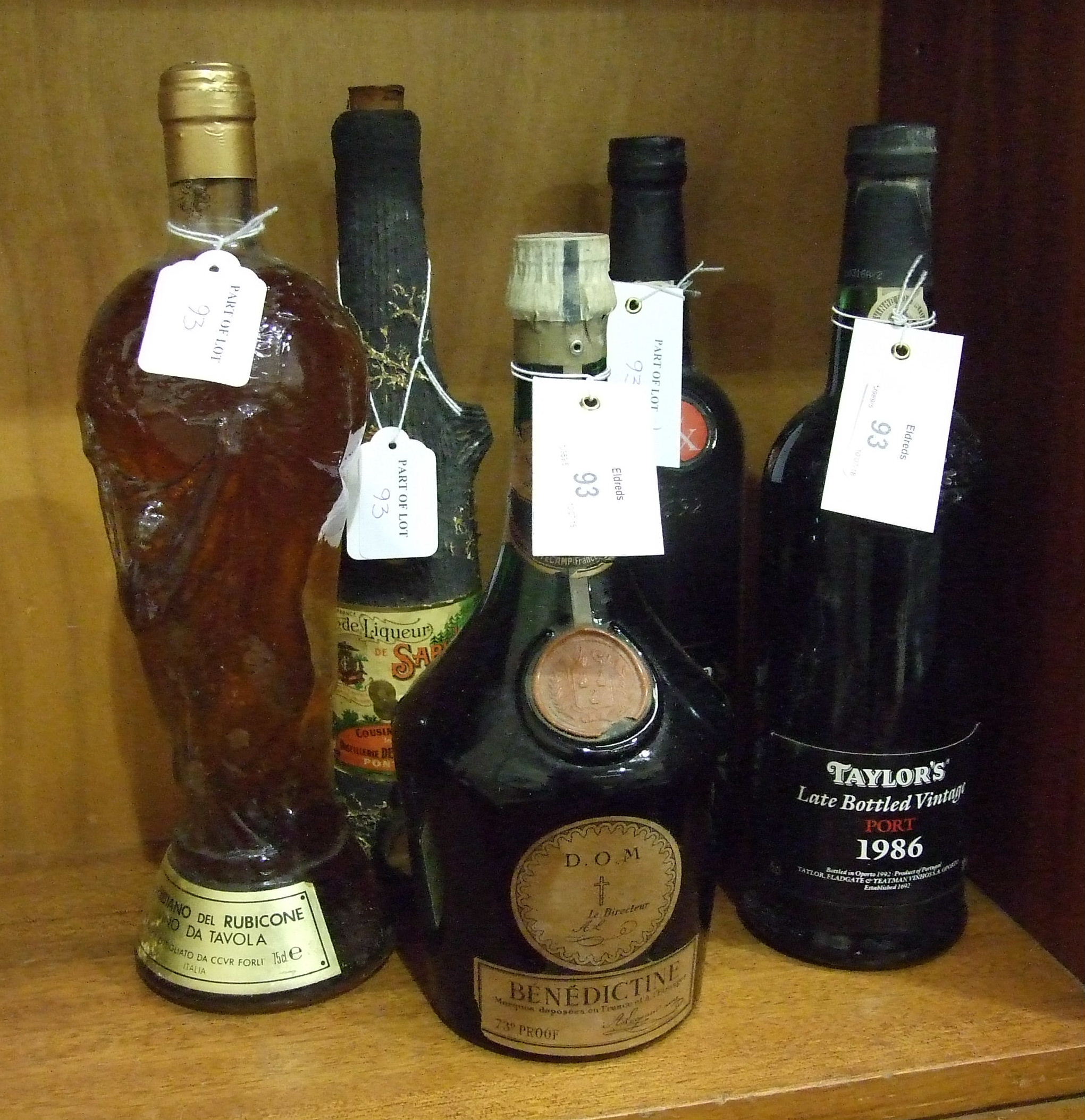 Taylor's LBV Port 1982, 2 bottles, Dom Benedictine 75cl 75 proof, 1 bottle, Sapins Liqueur in tree-