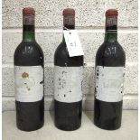 Chateau Margaux 1969, 3 bottles, Premier Cru Margaux.