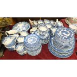 Ninety-two pieces of Royal Worcester Palissy "Avon Scenes" blue and white decorated tea and