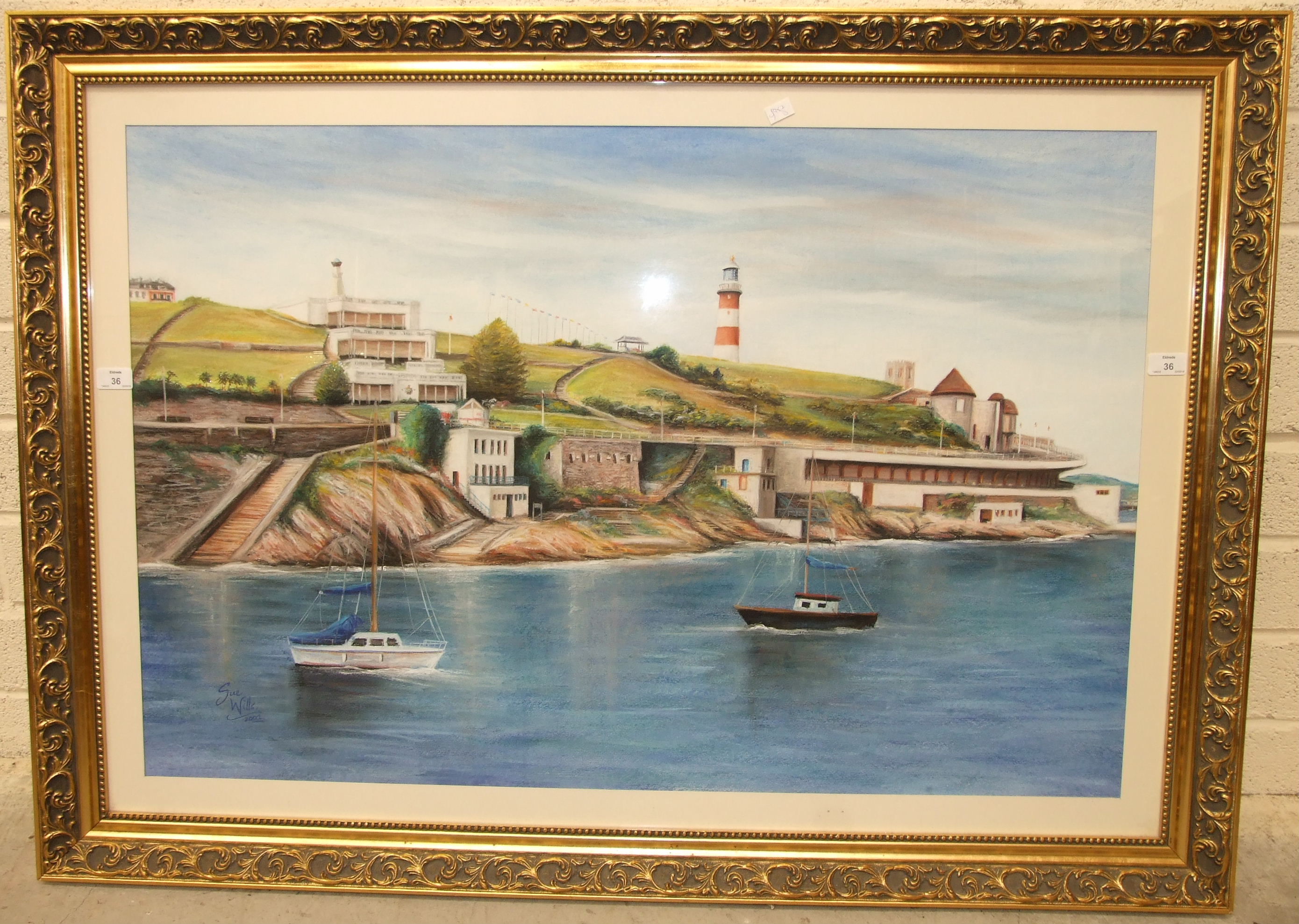 •Sue Wills (b. 1962), 'The Hoe Foreshore, Plymouth', signed pastel, dated 2002, 67 x 103cm.