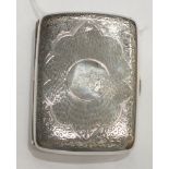 A silver cigarette case with engraved decoration, Birmingham 1905, 8 x 6cm, ___2½oz.