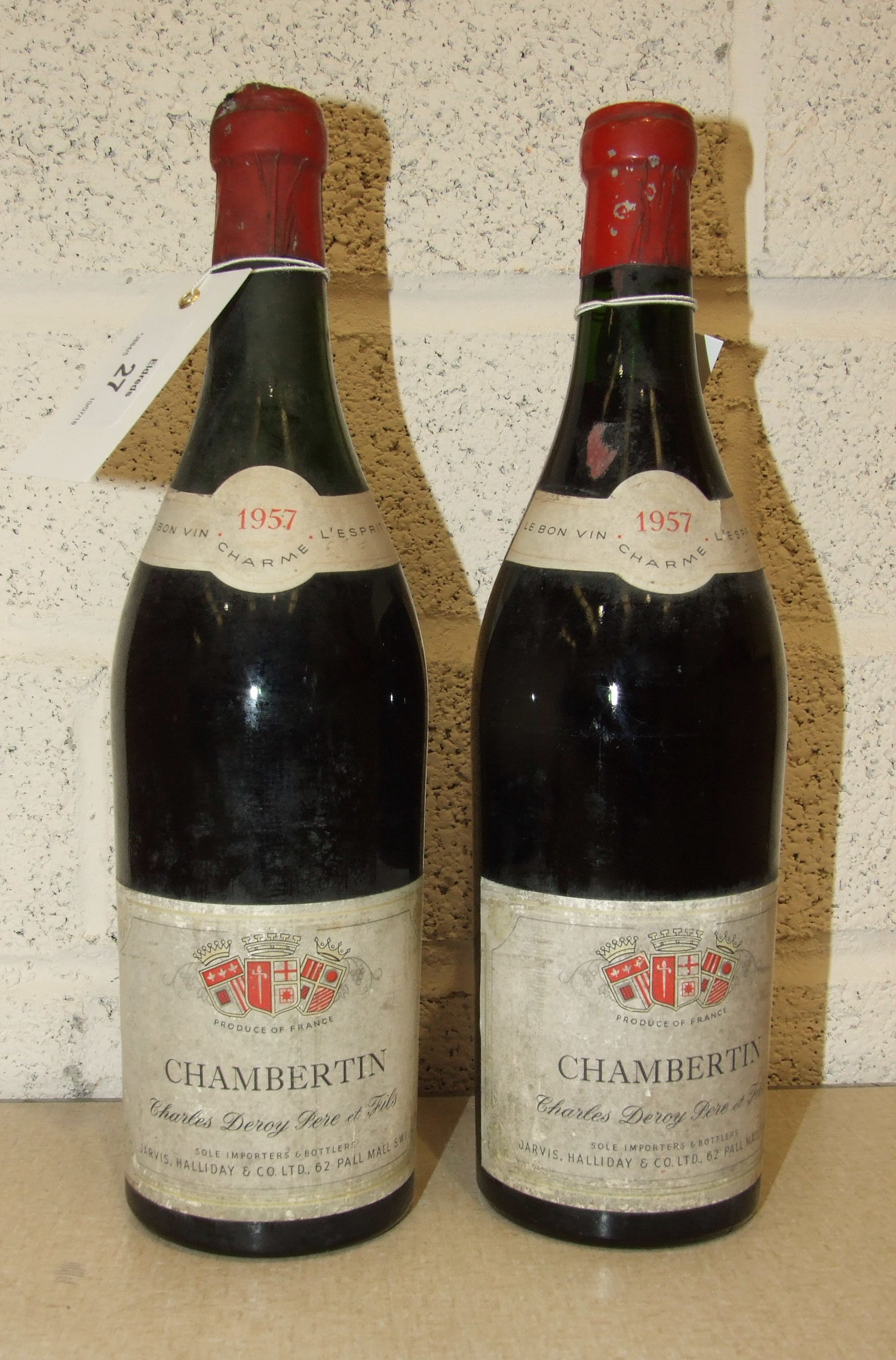 Chambertin 1957, 2 bottles, Grand Cru.