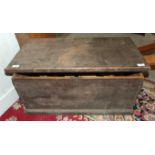 A 19th century pine tool box, paper label within 'Kate Blightman box gave to her by her master Mr