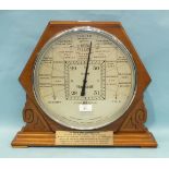 A Short & Mason 'Stormguide' Art Deco barometer, the circular barometer with a silvered dial and