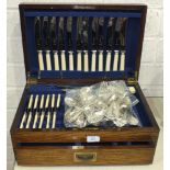 A part-canteen of Early-Victorian silver fiddle pattern cutlery, comprising nine table forks, four