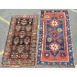 A Kazak rug, 200 x 120cm and one other, 110 x 193cm (damaged), (2).