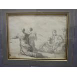 17th century Italian School MOTHER AND CHILD WITH THREE ATTENDANT FIGURES Unsigned wash sketch, 16 x