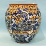 A Doulton Lambeth Iris pattern jar of ovoid shape by Rosina Brown, 19.5cm high, impressed marks