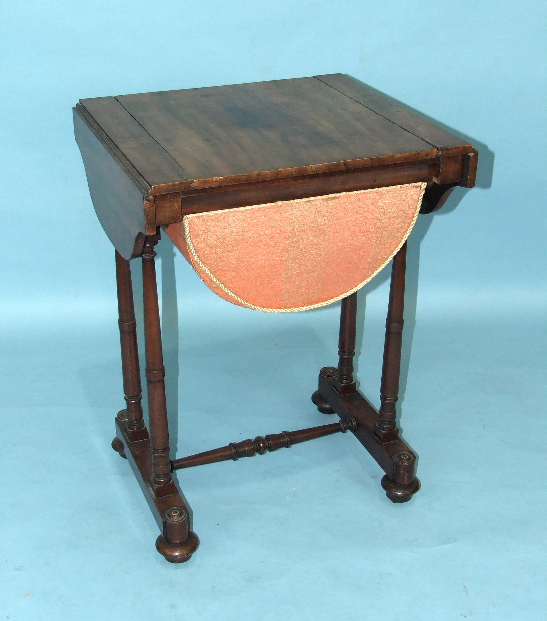 An Early-Victorian mahogany work and games table, the shaped top with two small drop leaves and - Image 2 of 3