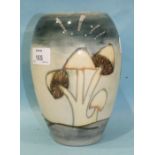 A Moorcroft 'Fairy Rings' pattern ovoid shape vase decorated with toadstools on a blue and mottled