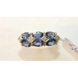A 9ct gold sapphire and diamond cluster ring, size P, 3.4g.