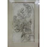 18th century Italian School A MADONNA AND CHILD SURROUNDED BY CHERUBS WITHIN A NICHE Unsigned pen