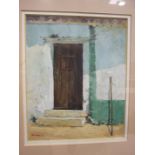 Baroon A RUSTIC WOOD DOOR AND STAFF LEANING AGAINST THE WALL Indistinctly-signed acrylic, dated '
