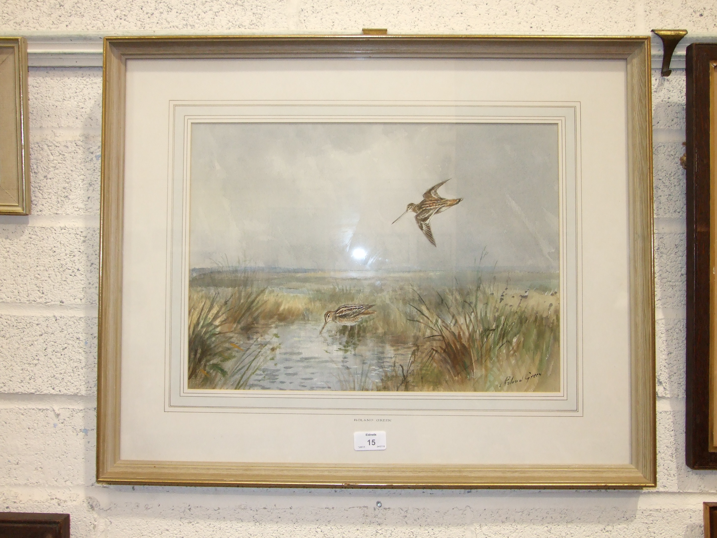 •Roland Green SNIPE Signed watercolour, 32 x 45cm. - Image 2 of 3