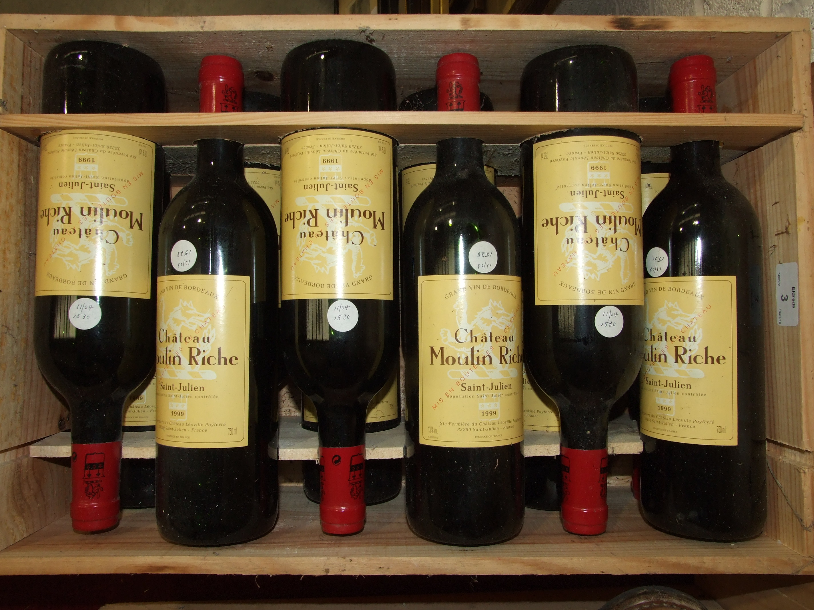 Chateau Moulin Riche (Chateau Léoville Poy Ferré) 1999, St Julien, 12 bottles.