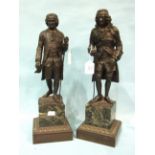 A pair of 19th century French bronze figures after Jean-Claude Rosset of Voltaire and Rousseau, each