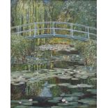 Unsigned copy MONET'S BRIDGE OVER A POND OF LILLIES Oil on board, 127 x 100cm.