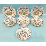 A collection of seven Davenport stone china plates decorated with an Oriental pheasant pattern, 4