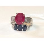 A 9ct white gold ring O½, and a ruby and diamond ring, P, 7.1g, (2).