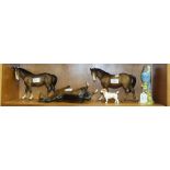 Two Beswick model horses, Mare, facing left, brown gloss (1 af), one other horse, af, a blue