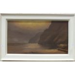 C Terrill (?), "Coastal Scene", signed oil on canvas, 49 x 90cm.