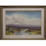 A Binbeck, "Moorland Stream", signed watercolour, 34 x 51cm and a companion, a pair, together with a