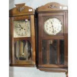 Two oak-cased striking wall clocks, 76cm, (2).