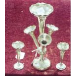 A silver four-branch trumpet shaped epergne on circular loaded base, 25.5cm high, Birmingham 1921