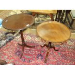 Two mahogany circular occasional tables on tripod supports, 51 and 56cm diameter, (2).