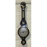 A 19th century mahogany banjo barometer with silvered dials, signed Bruce & MacDonald, Edinburgh,