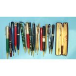 Seventeen various propelling pencils including four rolled gold examples, (17).