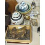 A collection of six Osborne plaques, a Mason's 'Fruit Basket' decorated ginger jar and cover, a TG