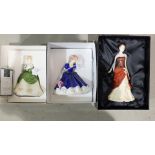 Royal Doulton Pretty Ladies: Emily, HN4817, Soiree, HN4864 and Mary, HN4802, all boxed.